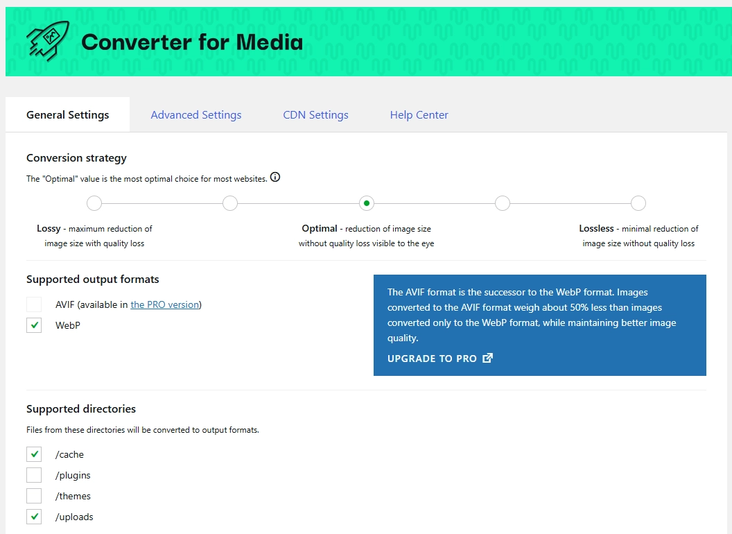Converter for Media 설정화면 예시