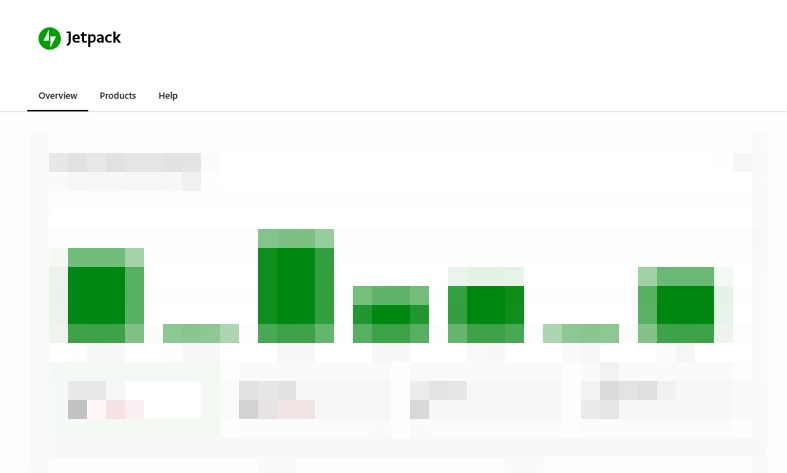 Jetpack 플러그인의 대시보드 예시