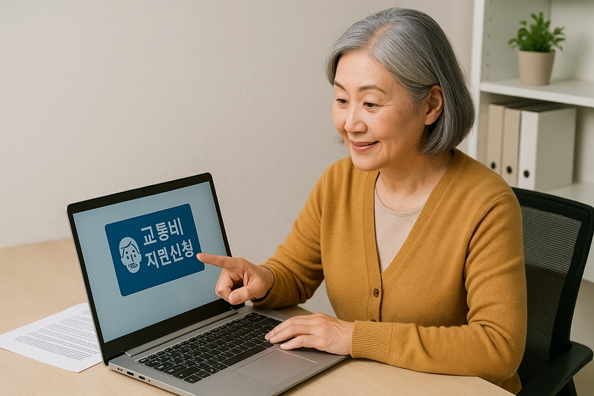 주민센터에서 교통비 지원 상담받는 어르신