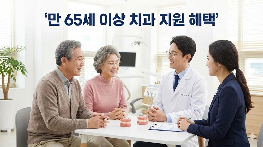만 65세 이상 어르신의 치과 틀니·임플란트 건강보험 상담 장면