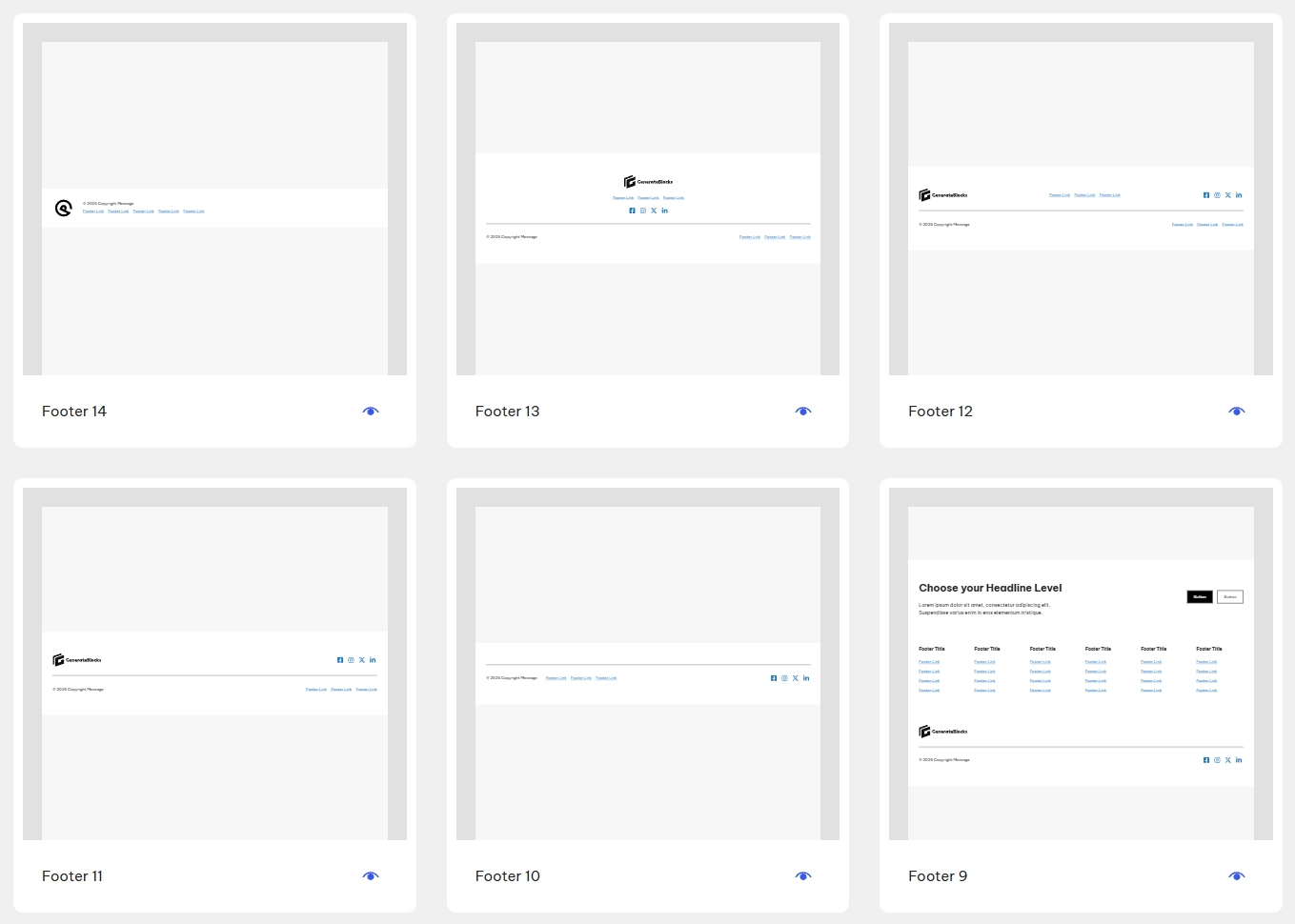 제너레이트프레스 테마에서 제공하는 푸터 예시