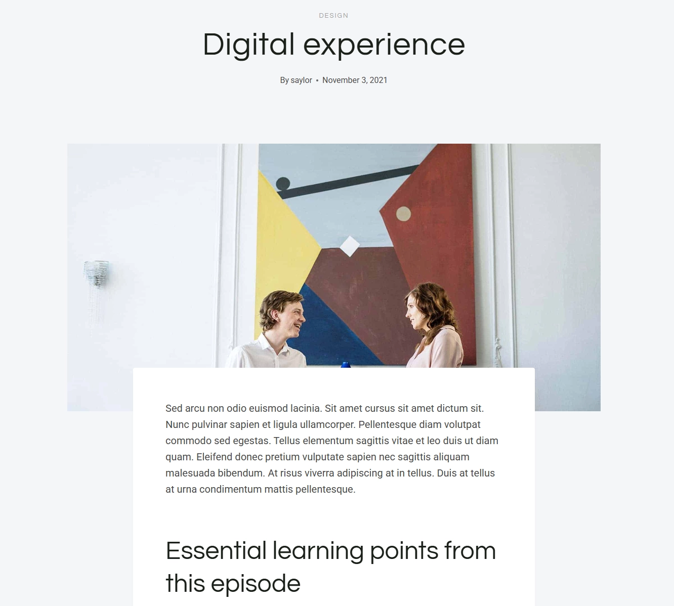 Kadence 테마의 본문 폰트 및 간격 예시