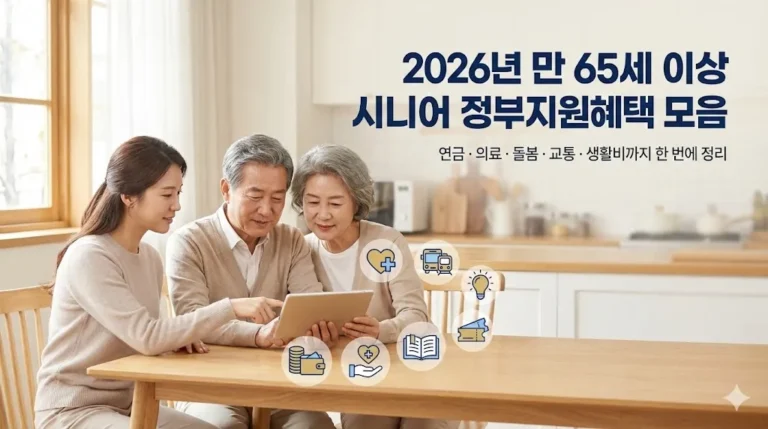 2026년 만 65세 이상 시니어를 위한 정부지원혜택을 한눈에 정리한 대표 이미지