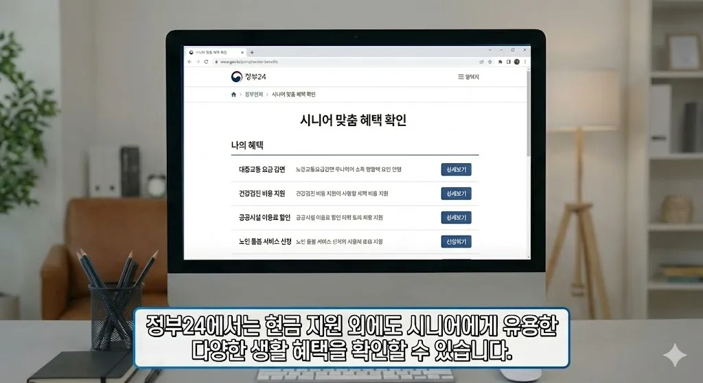 정부24 시니어 나의 혜택 조회 화면