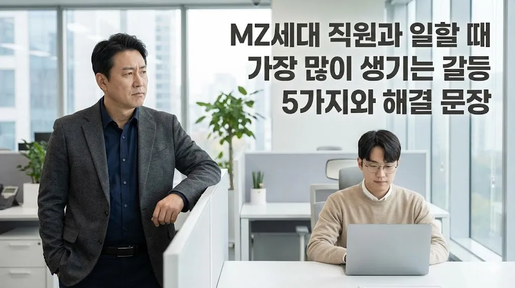 MZ세대 직원과 일하며 세대 갈등을 고민하는 4060 직장인 모습