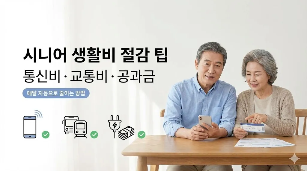 시니어 생활비 절감 팁 통신비 교통비 공과금 안내 이미지