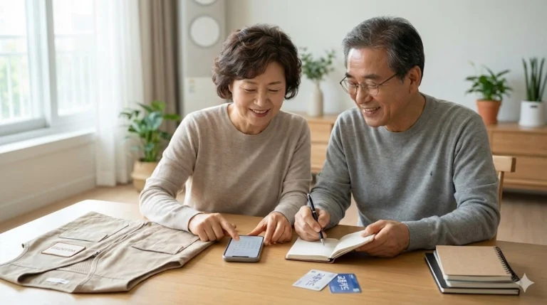 65세 이상 시니어가 자원봉사 활동을 준비하며 실비 지원과 일정 확인을 하는 모습