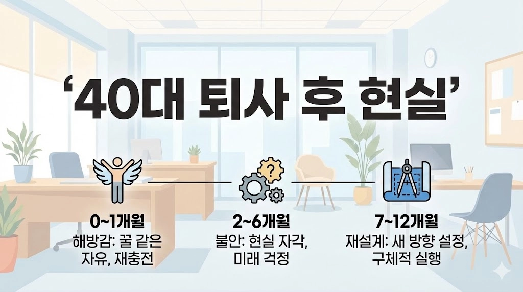 40대 퇴사 후 0~12개월 현실을 단계별로 정리한 타임라인