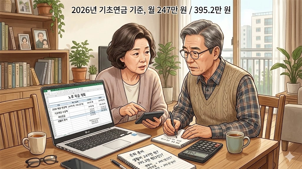 2026년 기초연금 기준을 확인하는 60대 부부
