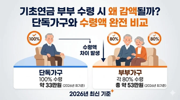 기초연금 부부 감액 20% 단독가구 비교 2026년 최신 기준