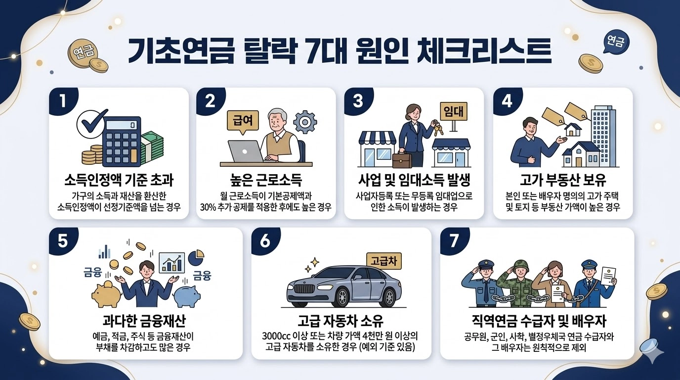 기초연금 탈락 원인 7가지 체크리스트 2026년 기준