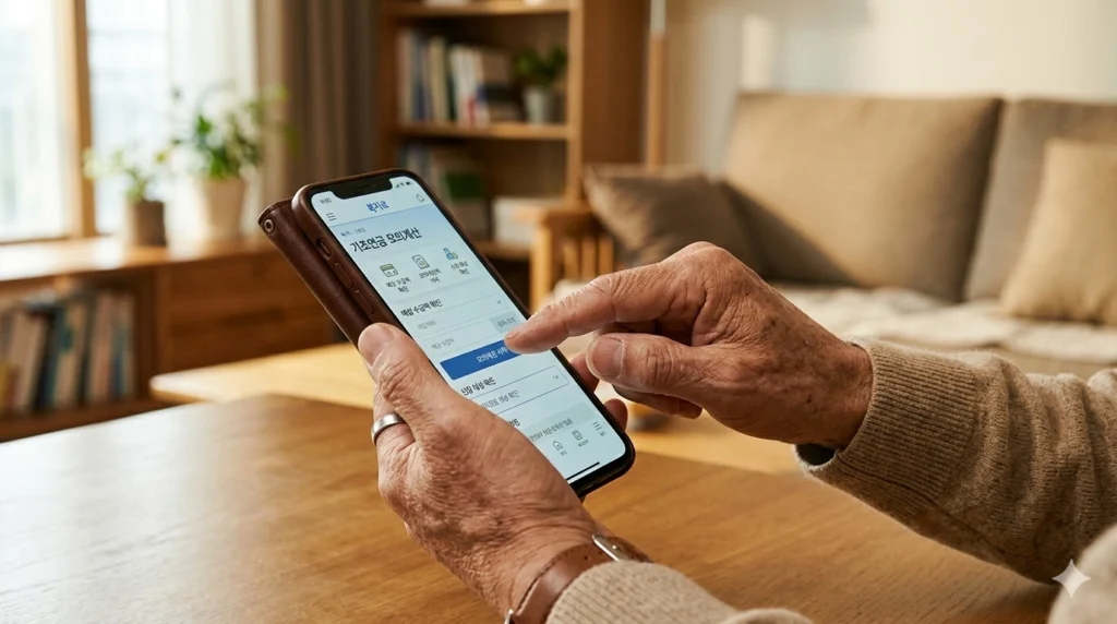 복지로 기초연금 모의계산 앱 사용하는 시니어