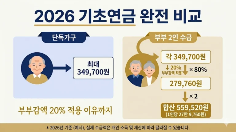2026년 기초연금 단독가구 부부가구 수령액 비교 썸네일 이미지