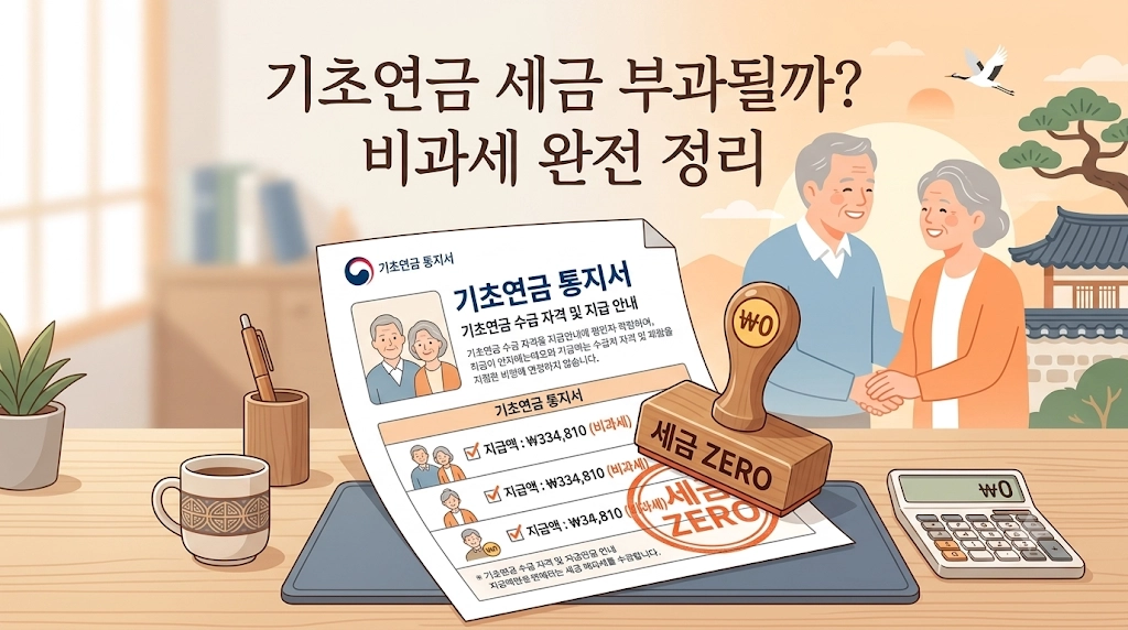 기초연금 세금 부과 여부 설명 인포그래픽