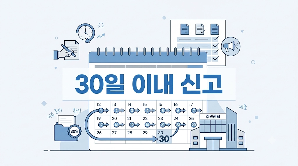 기초연금 변경신고 30일 기한을 안내하는 인포그래픽