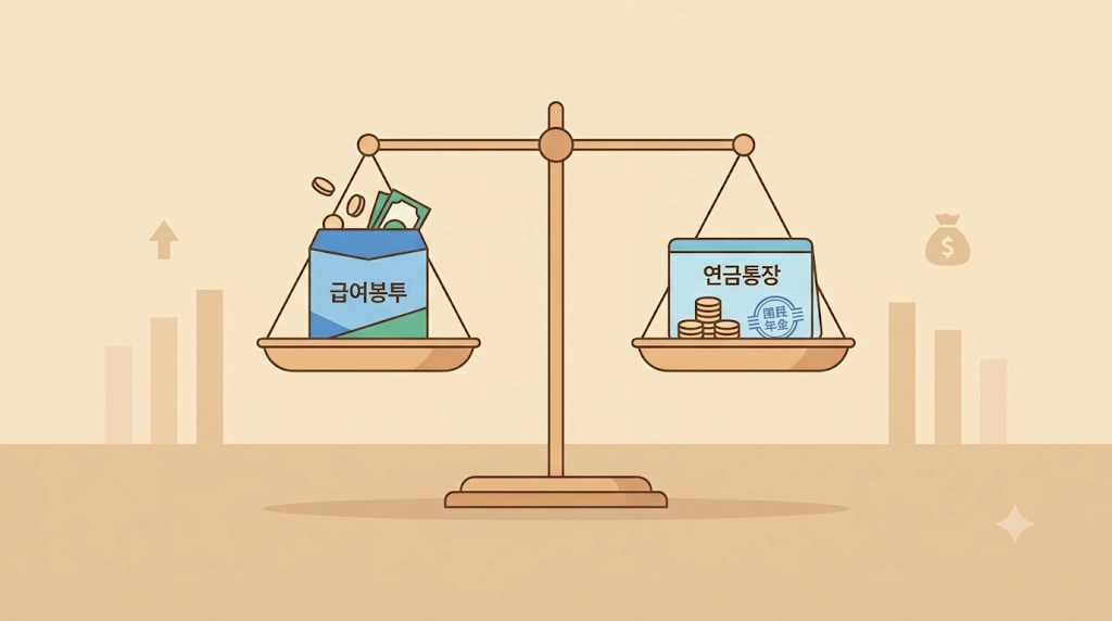 근로소득과 국민연금이 함께 있는 경우의 기초연금 계산 개념도