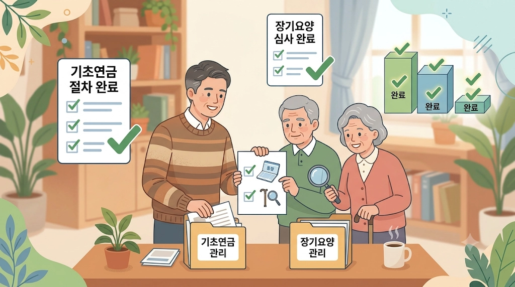 기초연금과 장기요양보험을 각각 챙긴 후 안심하는 가족