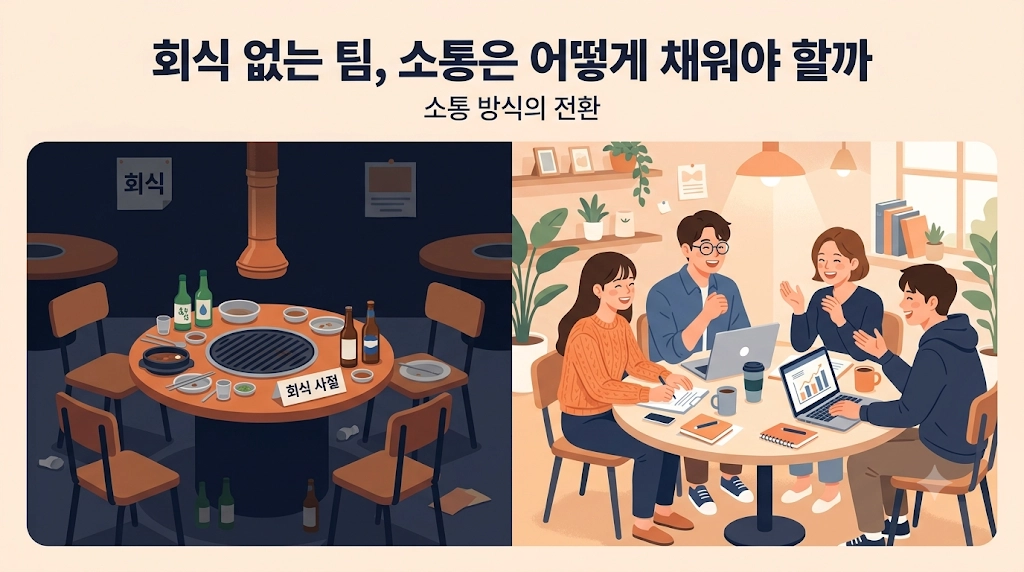 회식 없는 팀의 새로운 소통 방식을 보여주는 대표 이미지